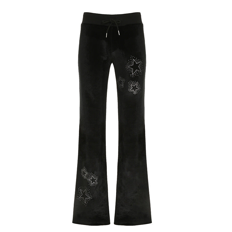 Damen Flare Jogginghose mit funkelnden Sternenapplikationen Echo Archiv