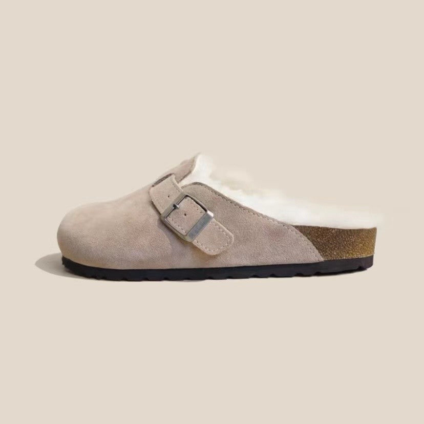Damen gefütterte Clog-Pantoffel mit verstellbarer Metallschnalle und anatomischem Korkfußbett – Lioré