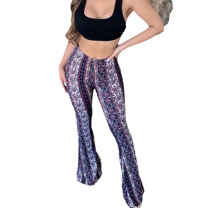 Damen nan ausgestellte Floral-Print Schlaghose mit hoher Taille Echo Archiv