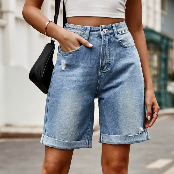 Damen entspannte Denim-Shorts mit umgeschlagenem Saum – Avélisse