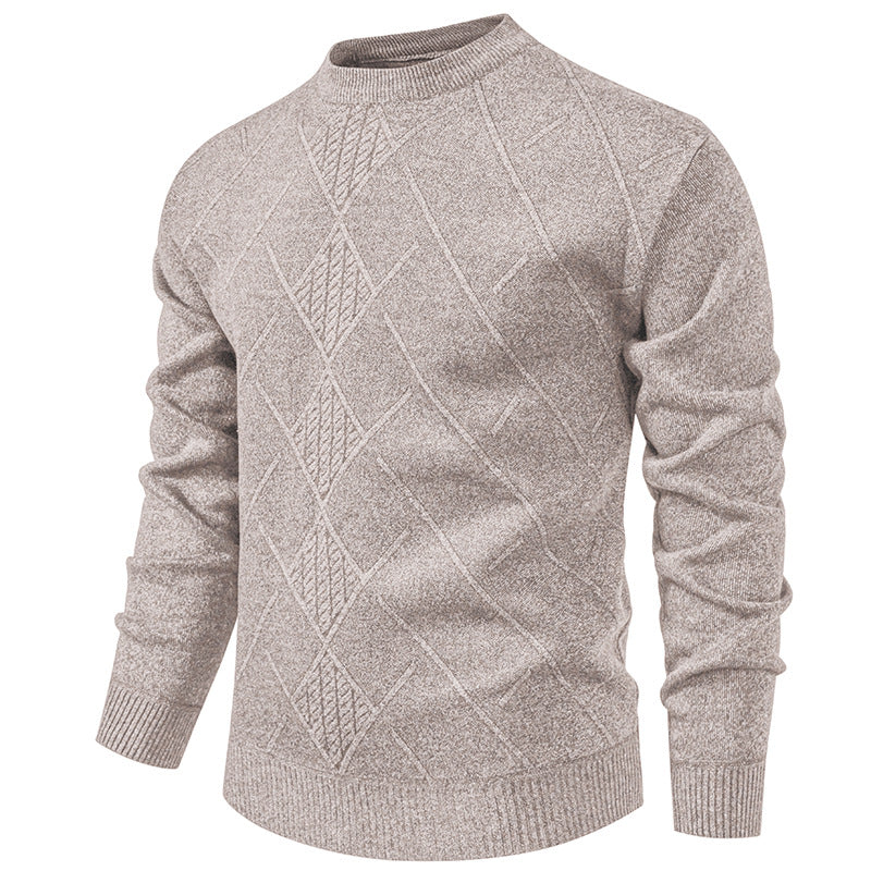 Herren Feiner Strickpullover mit strukturiertem Zopfmuster und Rundhalsausschnitt Echoarchiv