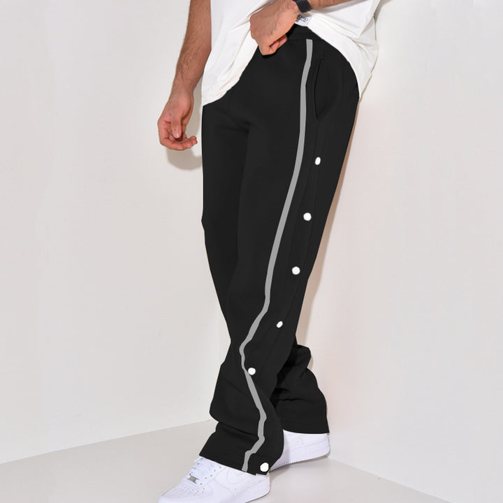 Herren Snap-Trackhose mit seitlichem Kontraststreifen, Druckknopf-Leiste und elastischem Bund Echoarchiv