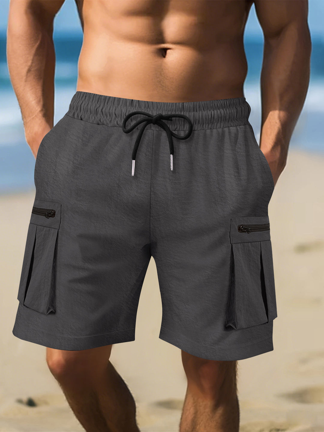 Herren Cargo-Shorts mit praktischen Reißverschlusstaschen und elastischem Bund Echoarchiv