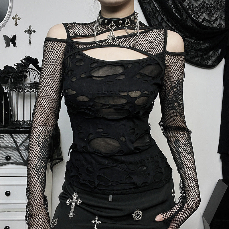 Damen Modisches Oberteil mit transparentem Mesh-Design und raffinierten Cut-Outs Echo Archiv