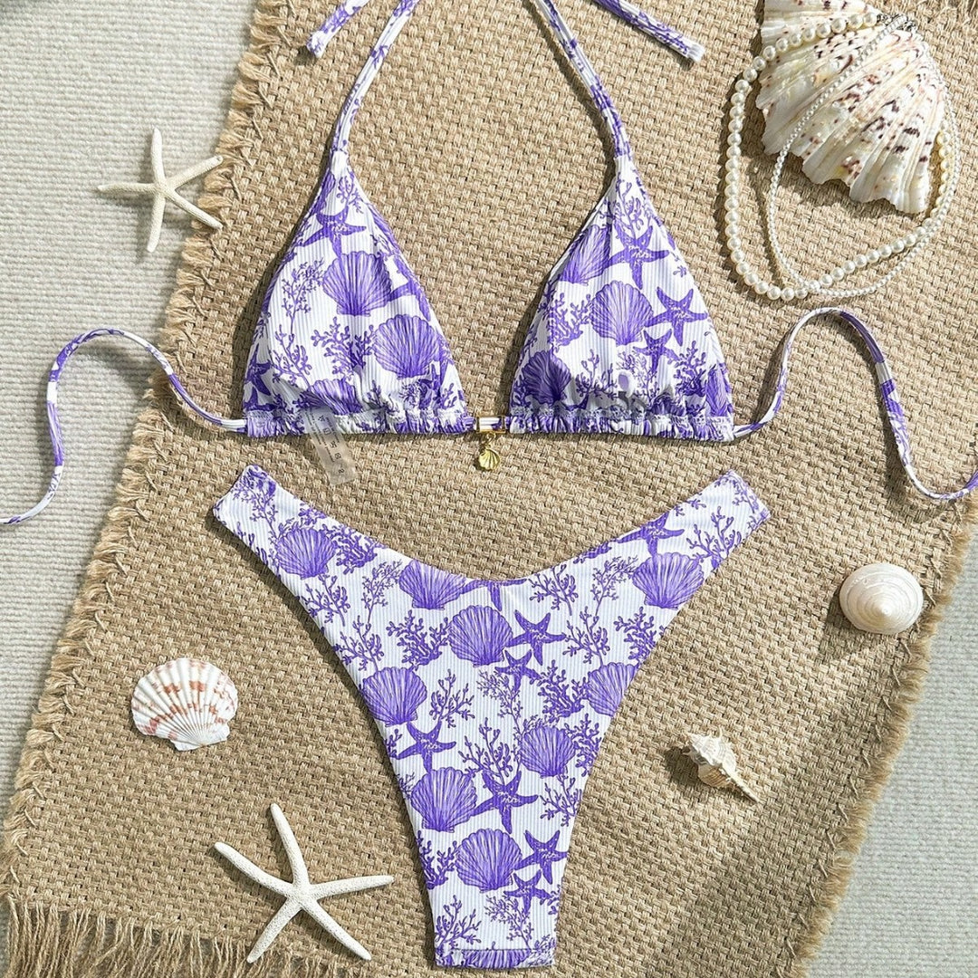 Damen Triangel-Bikini mit maritimem Korallenmuster Echo Archiv