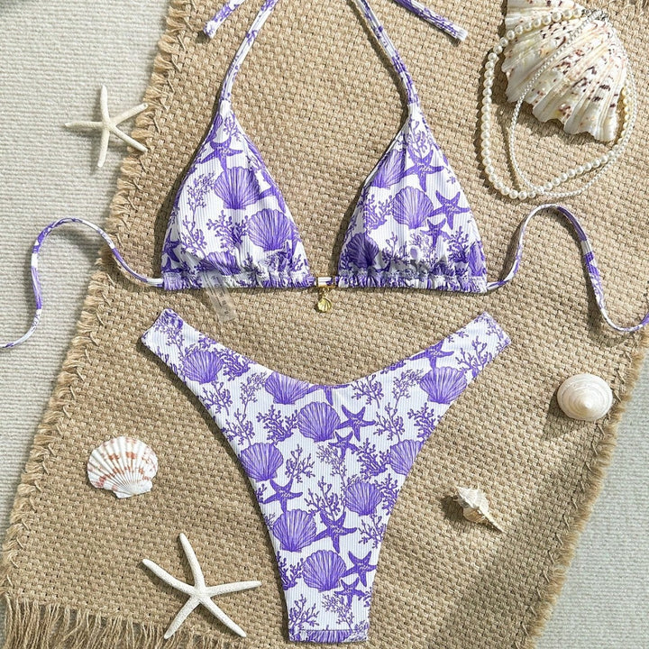 Damen Triangel-Bikini mit maritimem Korallenmuster Echo Archiv