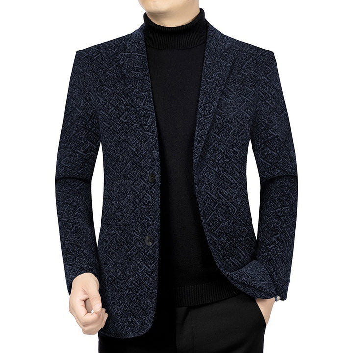 Herren Jacquard-Sakko im City-Stil aus Wollmix, unstrukturiert und halbgefüttert – Tianoro
