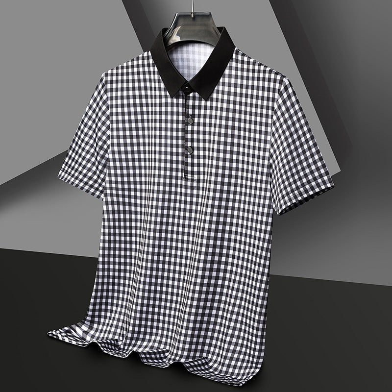 Herren kariertes Poloshirt mit kontrastierendem Kragen Echoarchiv