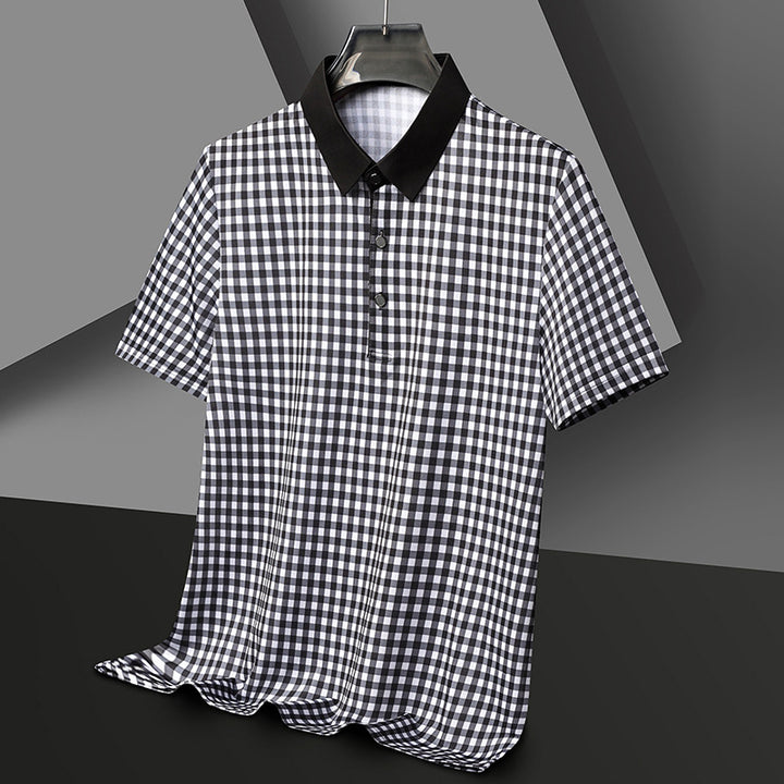 Herren kariertes Poloshirt mit kontrastierendem Kragen Echoarchiv