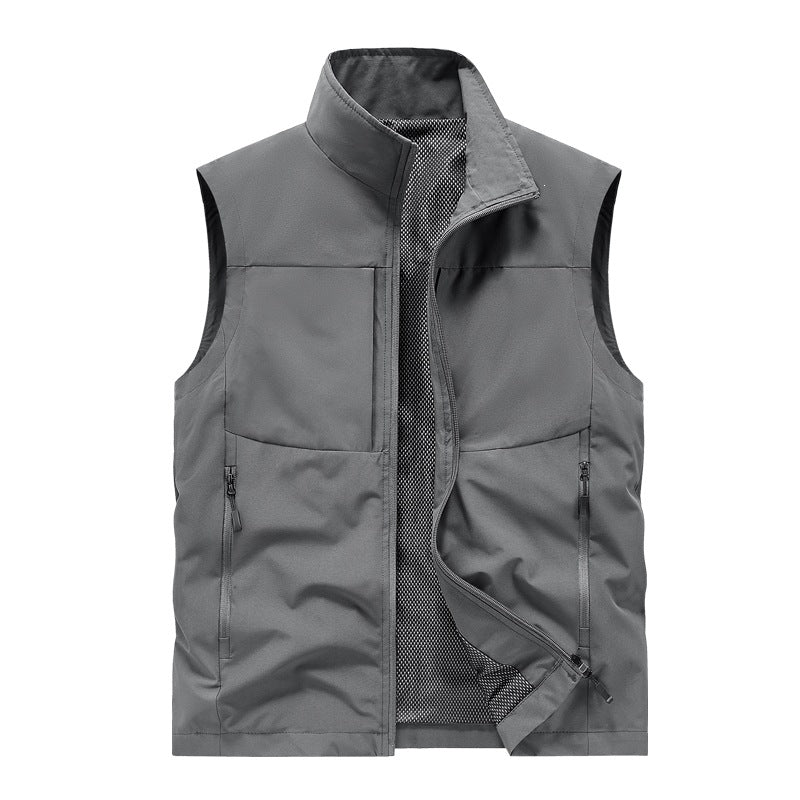 Herren Leichte winddichte Softshell-Steppweste mit Mesh-Innenfutter, Stehkragen & Reißverschlusstaschen Echoarchiv