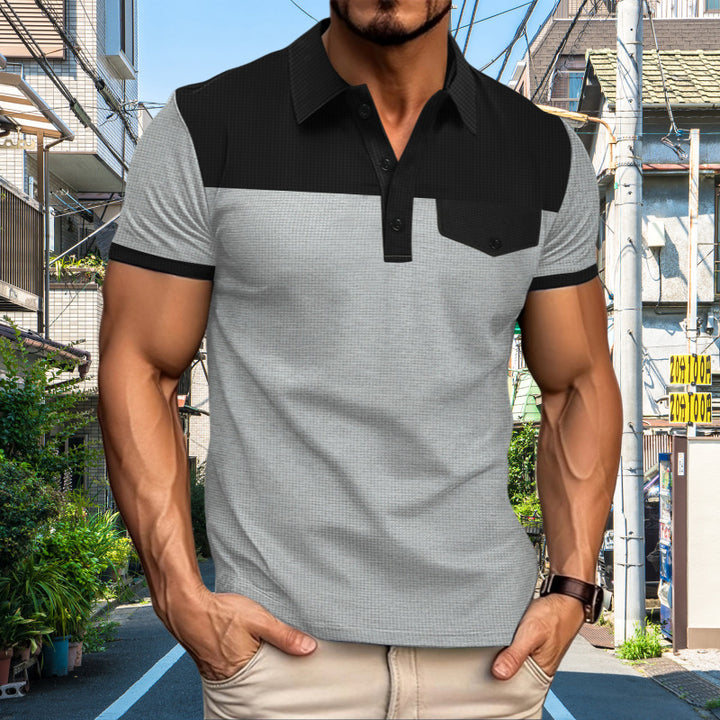 Herren Poloshirt mit kontrastierenden Designelementen und praktischer Brusttasche Echoarchiv