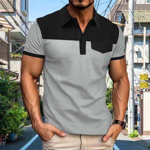 Herren Poloshirt mit kontrastierenden Designelementen und praktischer Brusttasche Echoarchiv
