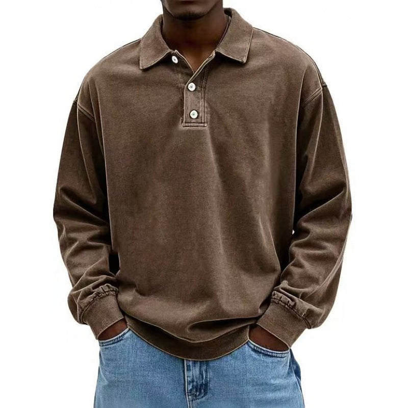 Herren Oversize Langarm Polo aus Baumwollmix – Cavello