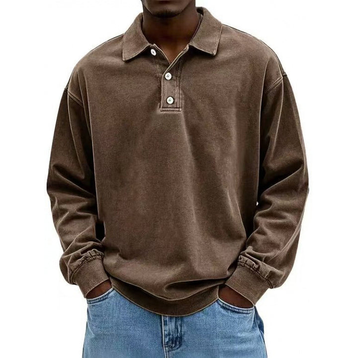 Herren Oversize Langarm Polo aus Baumwollmix – Cavello