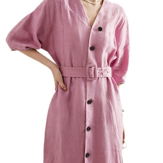 Damen Elegantes Midi-Kleid mit Gürtel Echoarchiv