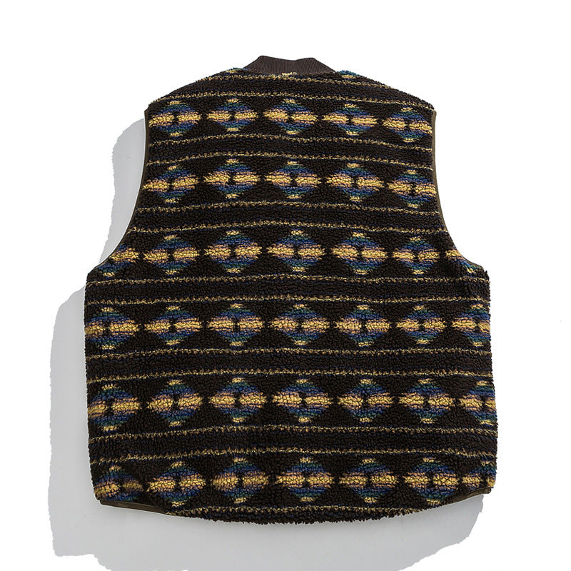 Unisex Wendbare gesteppte Weste mit Jacquard‑Fleece und aufgesetzten Taschen Echo Archiv