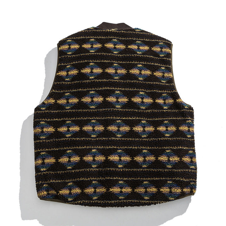 Unisex Wendbare gesteppte Weste mit Jacquard‑Fleece und aufgesetzten Taschen Echo Archiv