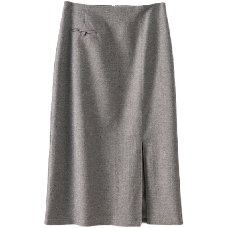 Damen Taillierter Midirock mit hohem Bund, dekorativer Leistentasche und vorderlichem Schlitz Echo Archiv