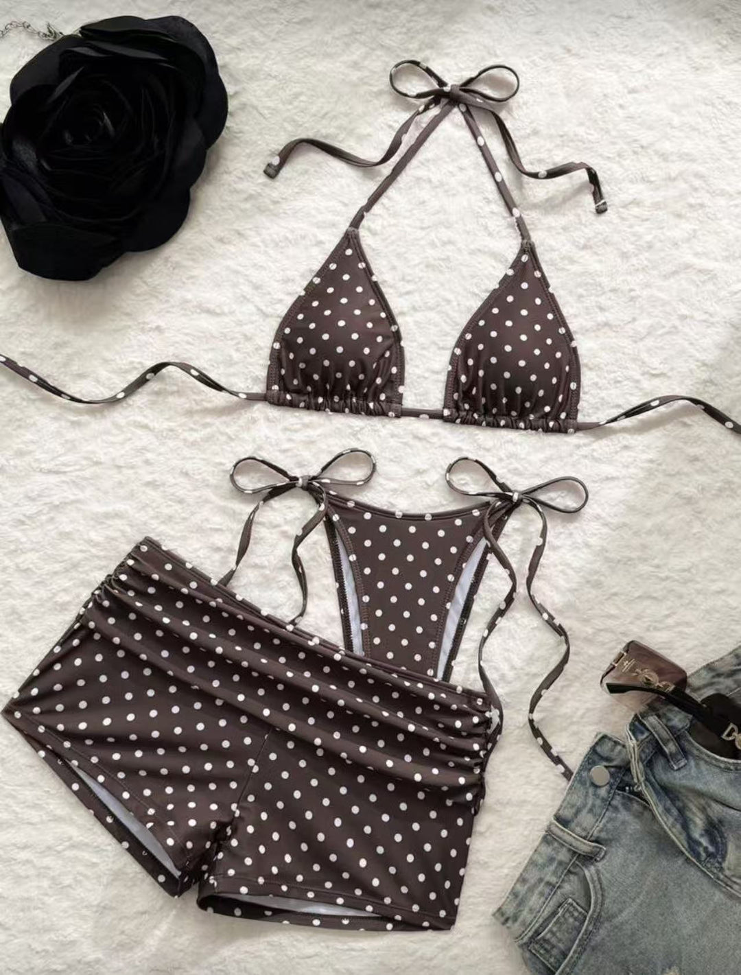 Damen Bikini-Set mit verspieltem Punkte-Muster und verstellbaren Trägern Echo Archiv