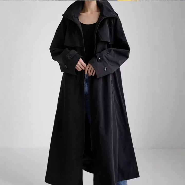 Damen Oversize-Mantel im Maxi-Look mit Kapuze und Cape‑Passe Echoarchiv