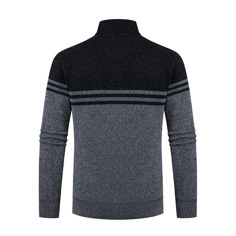 Herren Strickjacke mit modernem Zipper und sportlichem Streifenmuster Echoarchiv