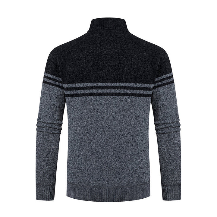 Herren Strickjacke mit modernem Zipper und sportlichem Streifenmuster Echoarchiv