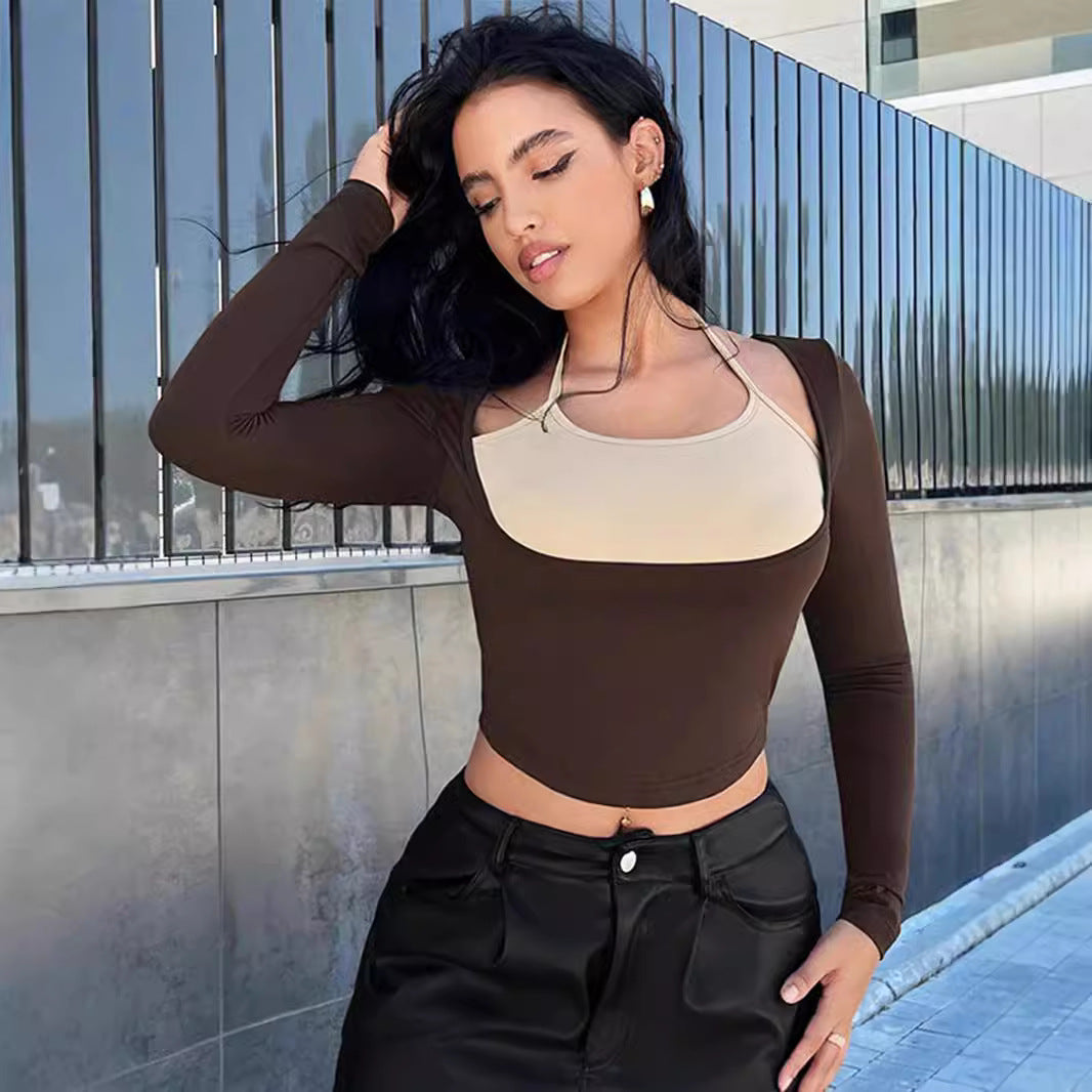 Damen Figurbetontes Longsleeve mit raffinierten Layering-Details Echo Archiv
