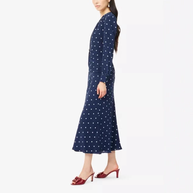 Damen Elegantes Polka-Dot Maxikleid mit tiefem V-Ausschnitt Echo Archiv