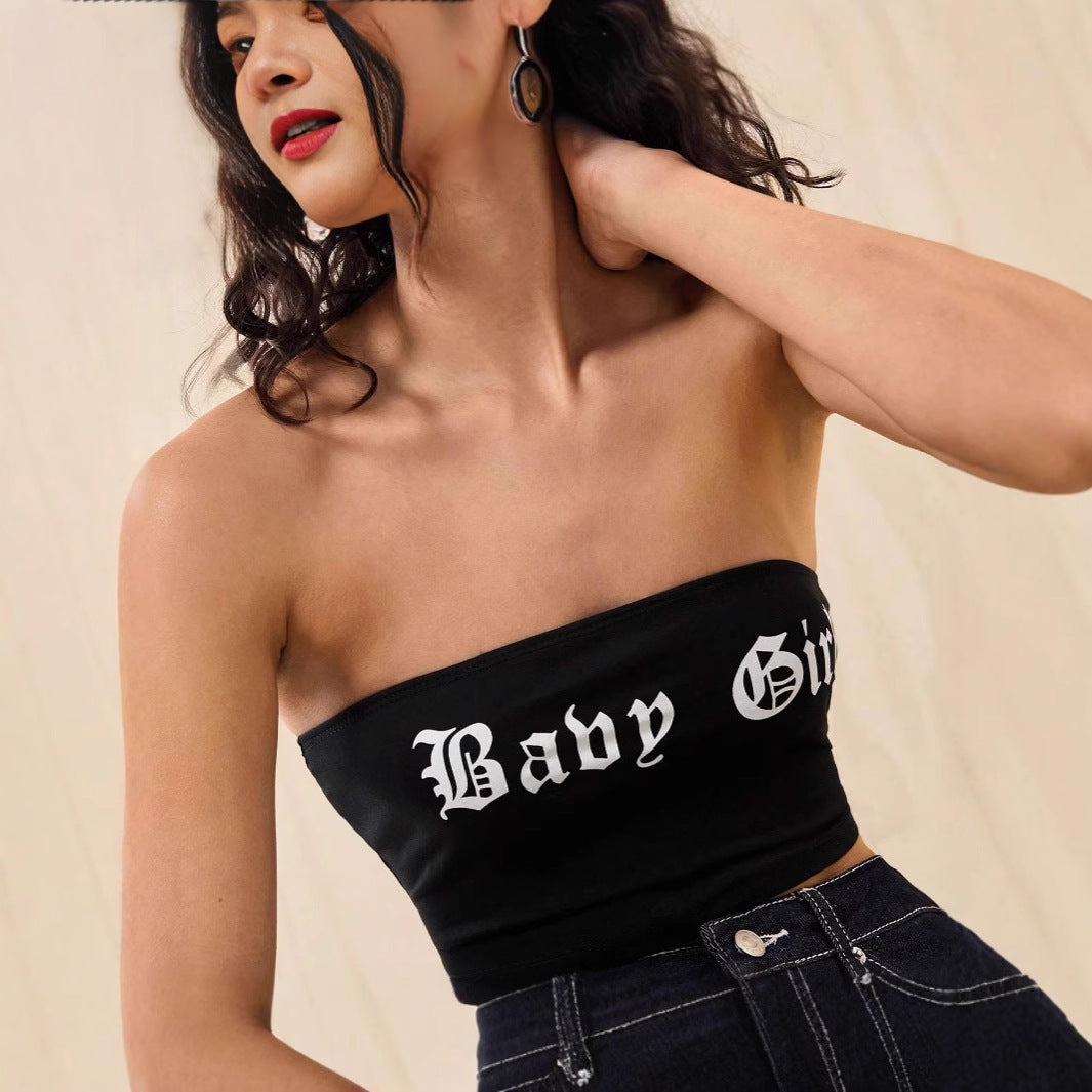 Damen Bandeau-Top mit kreativem Schriftzug Echo Archiv