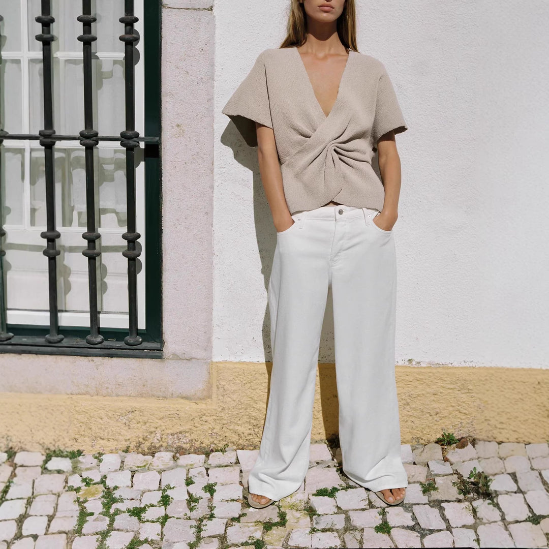 Damen luftiges Wickeloberteil mit eleganter Drapierung Echo Archiv