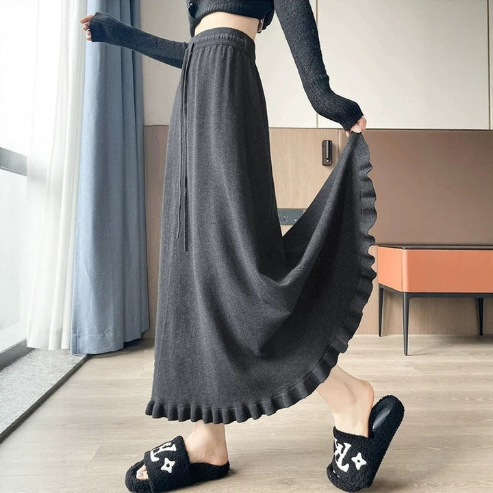 Damen Eleganter und fließender Maxirock mit Volantabschluss Echo Archiv