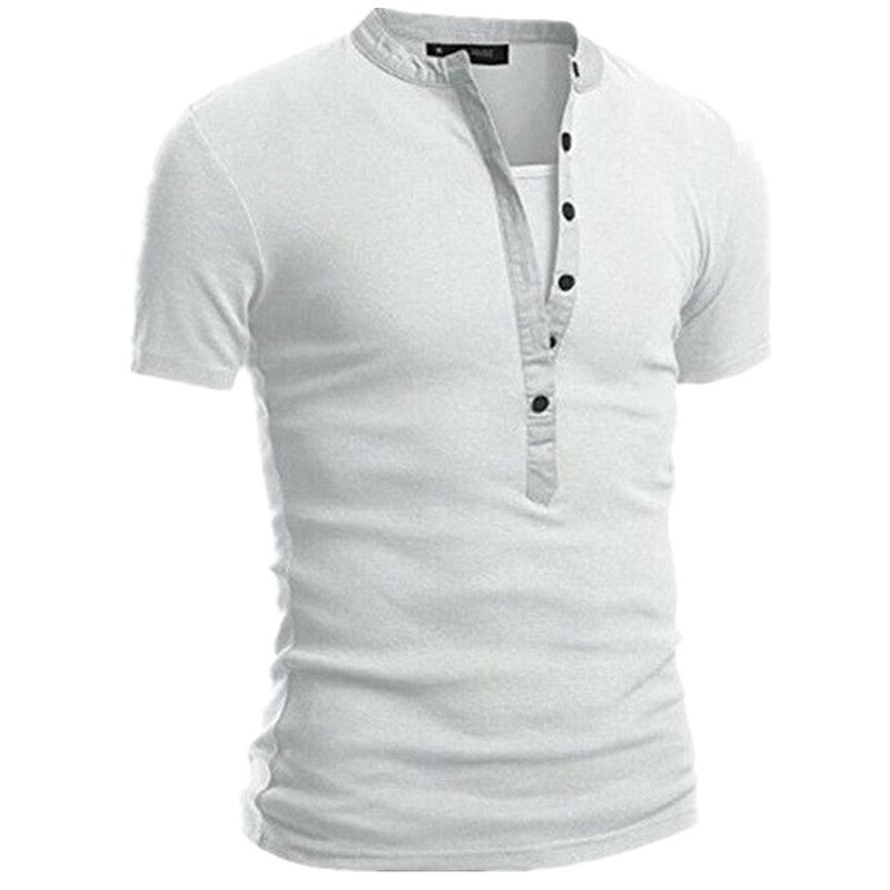 Herren Kurzarm Shirt mit modernen Knöpfen und gestepptem Kragen Echoarchiv