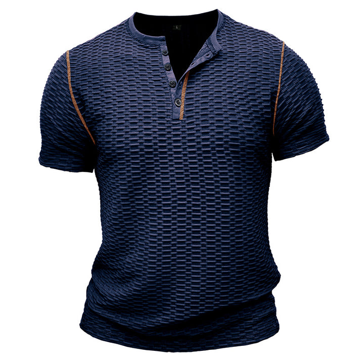 Herren modisches Kurzarm-Henley Shirt mit strukturiertem Design Echoarchiv