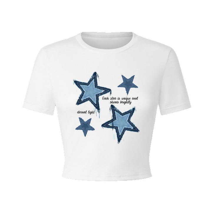 Damen Crop-T-Shirt mit kreativem Herzmotiv und motivierendem Schriftzug Echo Archiv