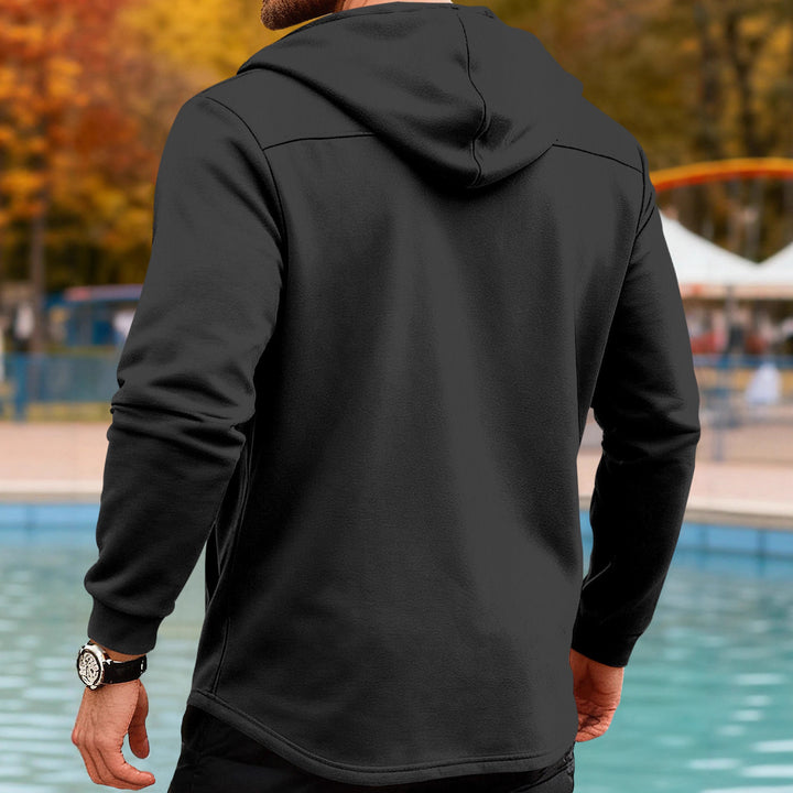 Herren Kapuzensweater mit doppelter Knopfverschluss und seitlichen Taschen Echoarchiv