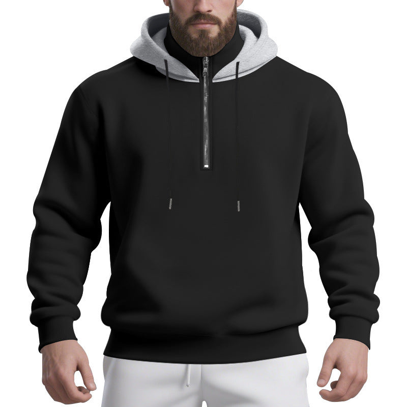 Herren sportlicher Kapuzenpullover mit halbem Reißverschluss und atmungsaktivem Stoff Echoarchiv