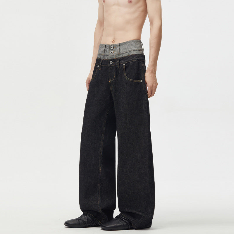 Herren Baggy-Denimhose mit doppeltem Bund und ultrabreitem Bein Echo Archiv
