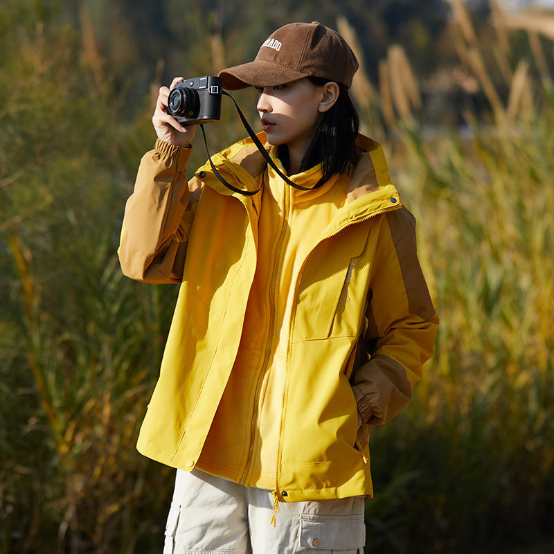 Damen zweilagige Softshell‑Outdoorjacke mit abnehmbarem Fleece‑Innenlayer und Kapuze Echoarchiv