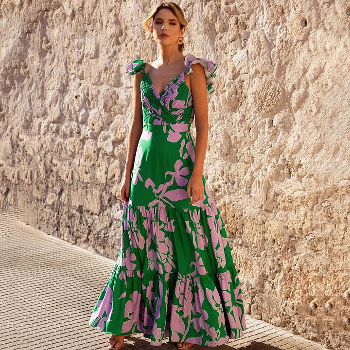 Damen Einteiler Badeanzug mit voluminösen Rüschen und floralem Design Echo Archiv