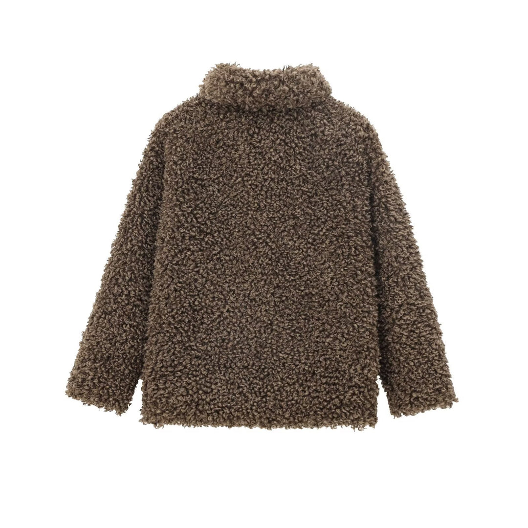 Damen 70+ kuscheliger Teddy‑Mantel mit Reverskragen und weichem Kunstfell Echo Archiv