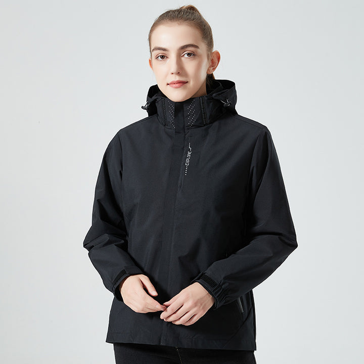 Damen leichte wasserabweisende Freizeit-Outdoorjacke mit verstellbarer Kapuze und verdecktem Reißverschluss Echo Archiv