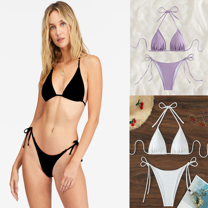 Damen Triangel-Bikini mit verstellbaren Bindebändern und hoher Beinausschnitt Echo Archiv