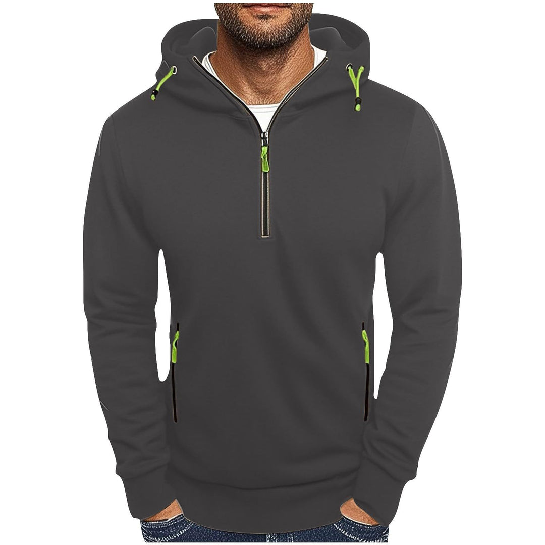 Herren modischer Kapuzenpullover mit zwei Taschen und halbem Reißverschluss Echoarchiv