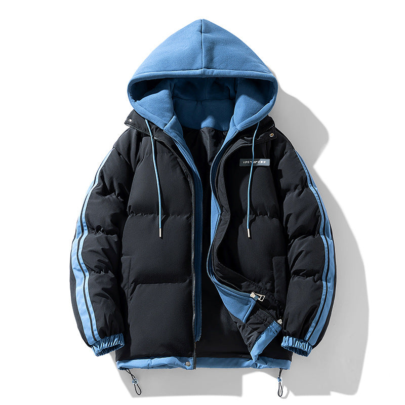 Männer's nano gepolsterte Parka Hybrid mit internem Kapuzenpulli, seitlichen Streifen und Zwei-Wege-Reißverschluss – Marzano