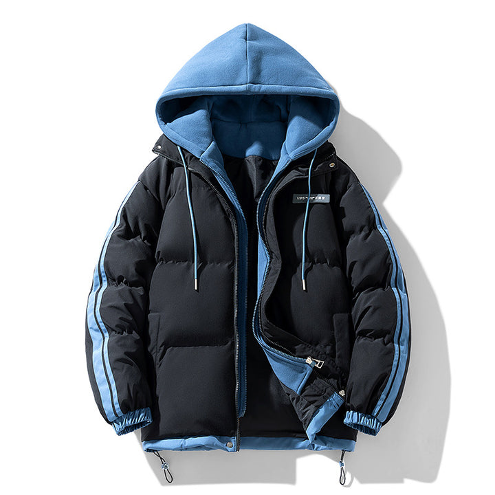 Männer's nano gepolsterte Parka Hybrid mit internem Kapuzenpulli, seitlichen Streifen und Zwei-Wege-Reißverschluss – Marzano