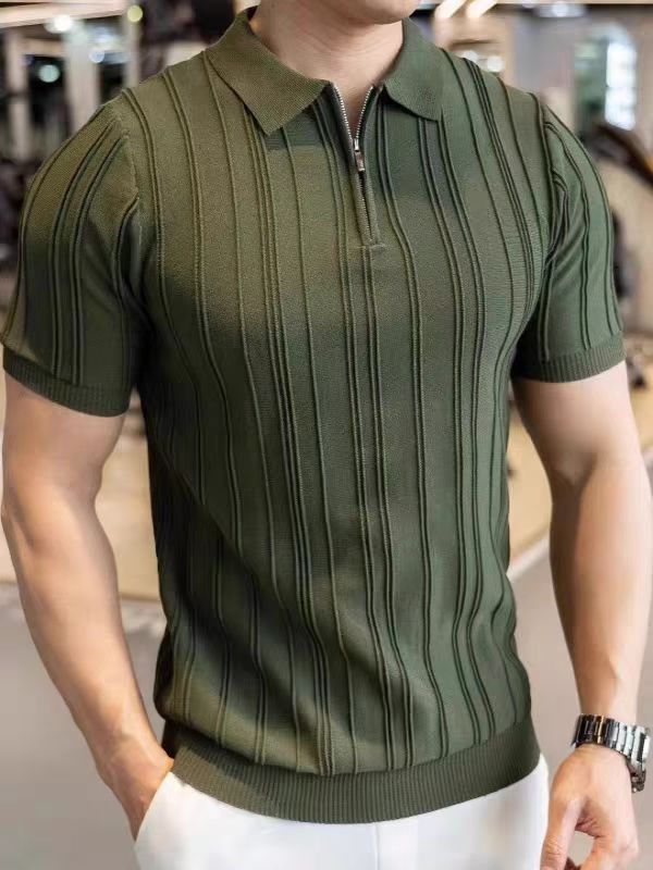 Stylisches kurzärmliges Poloshirt für Männer mit halbem Reißverschluss Echo Archive