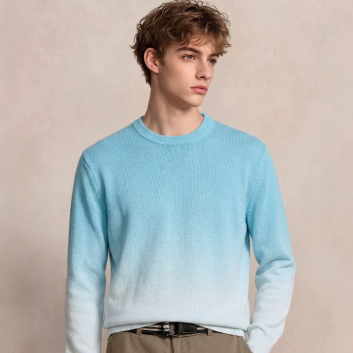 Herren Feinstrick-Pullover mit Dip-Dye-Effekt und Rundhalsausschnitt Echoarchiv