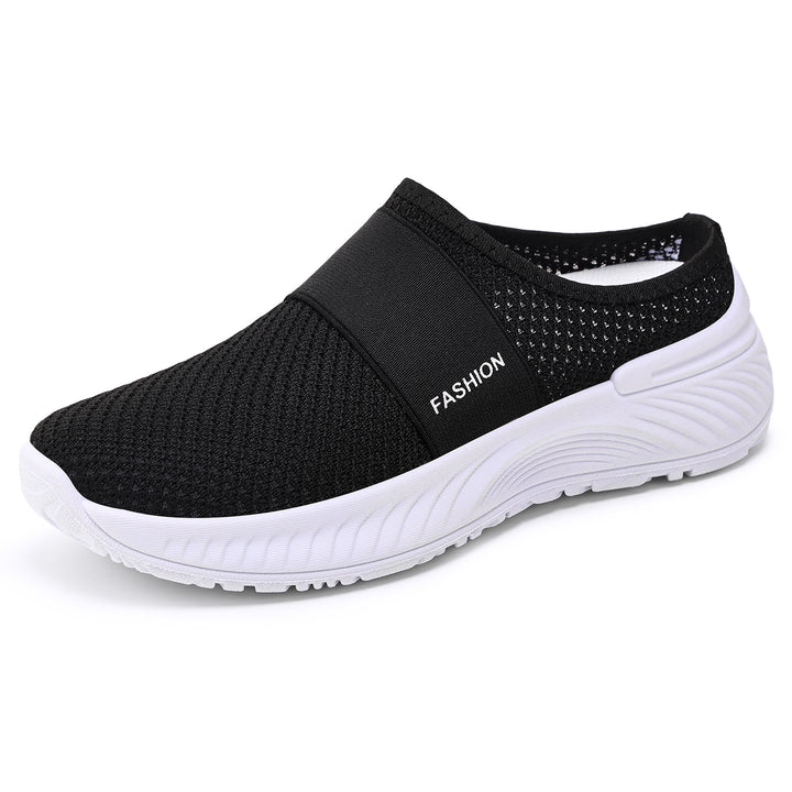 Damen nan atmungsaktive Strick-Slipper mit elastischem Mittelriemen und stoßabsorbierender Wellenlaufsohle Echo Archiv