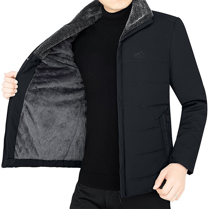 Herren Wattierte Winterjacke mit weichem Plüschfutter, Stehkragen und schmaler Steppung – Marzano