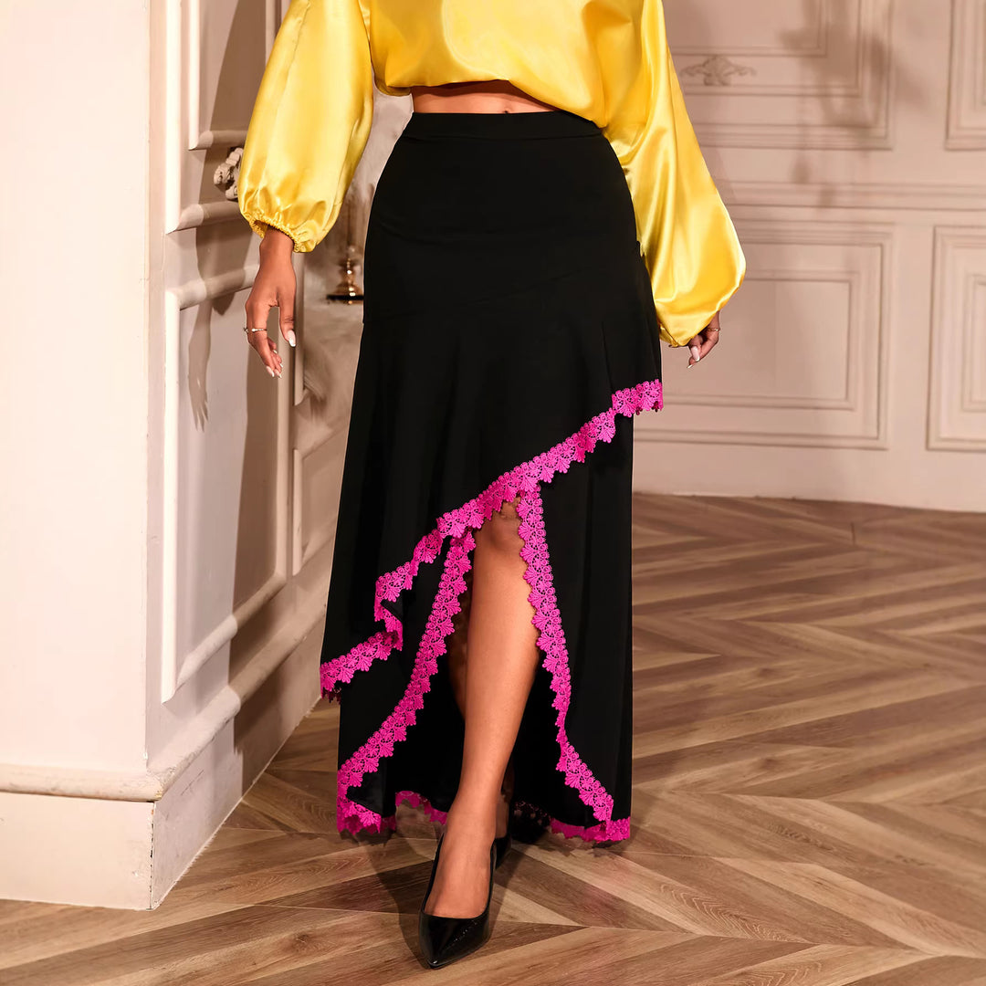 Damen eleganter Maxirock mit floralen Spitzenakzenten Echo Archiv